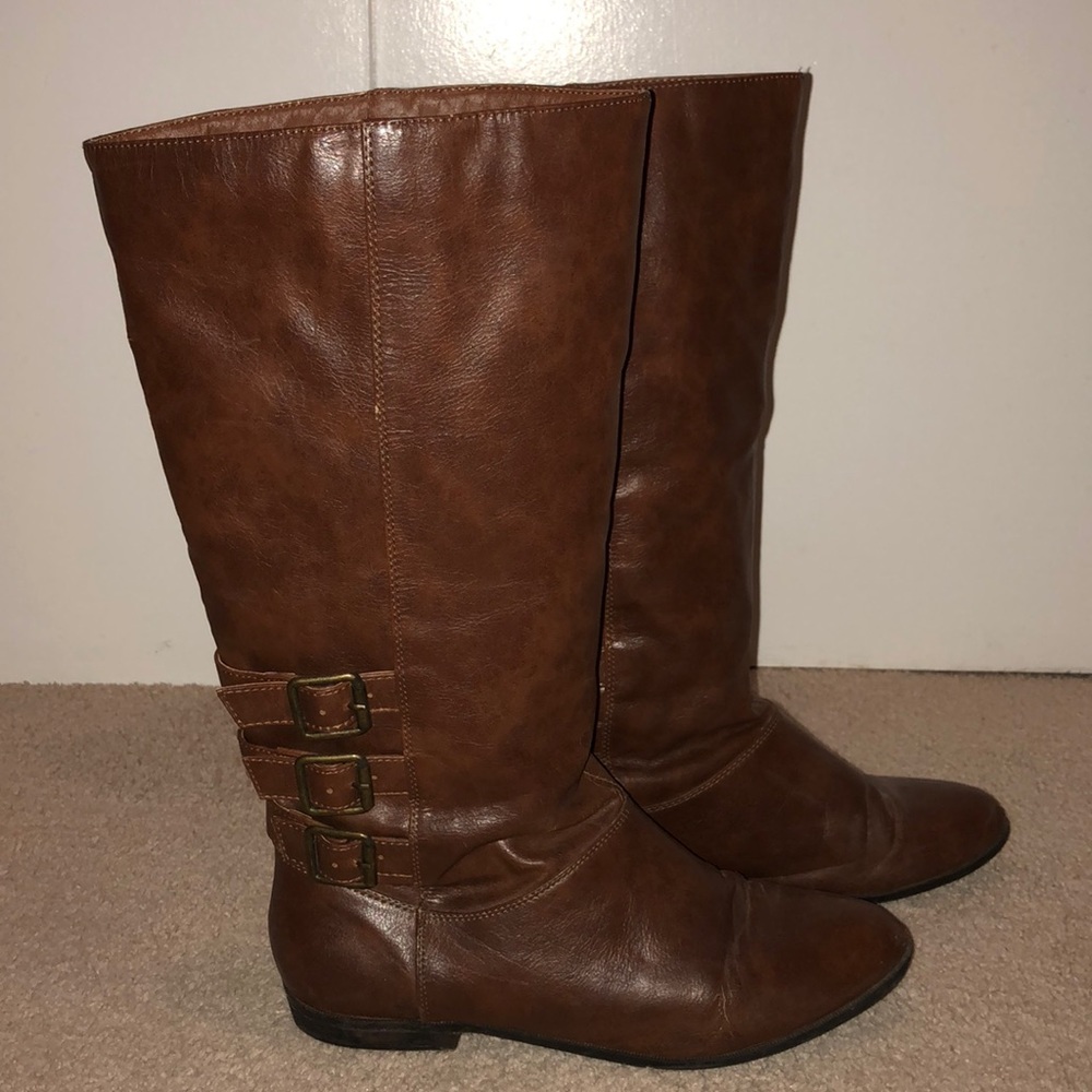 Madden Girl Brown Cowboy Buckled Tall Boots 👢